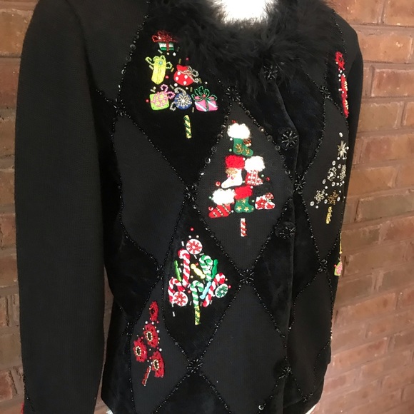 Jack B Quick Holiday Sweater Embellished Christmas - Picture 7 of 8